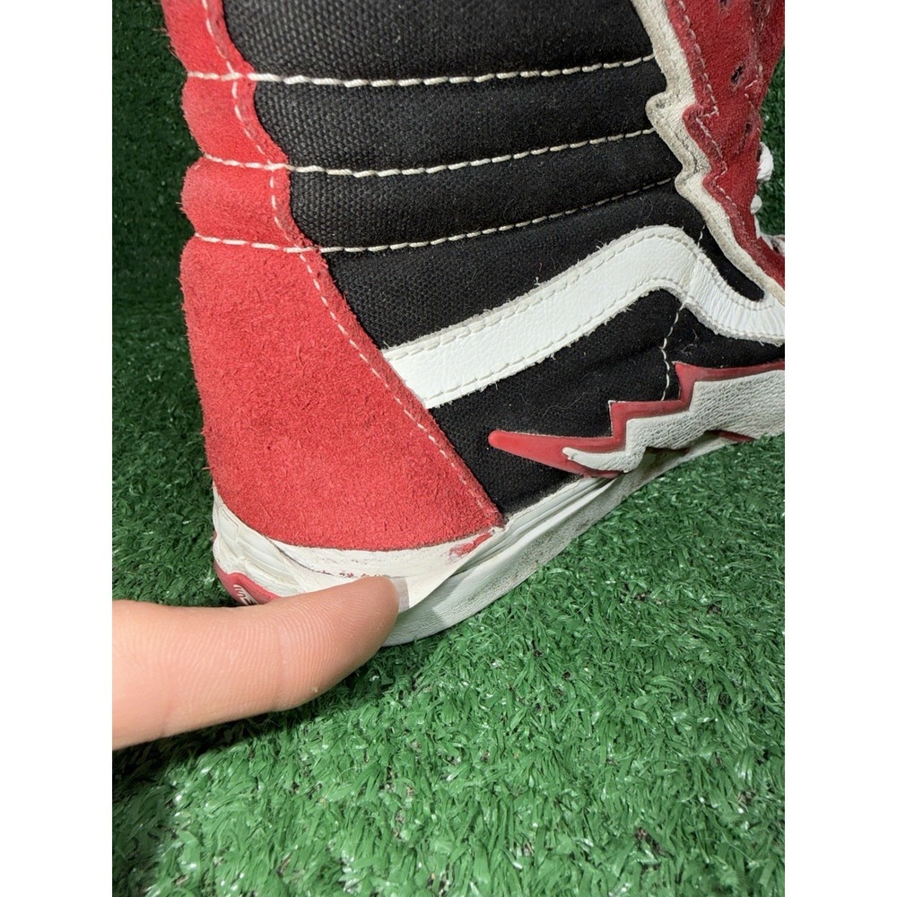 Vans Sk8-Hi Bolt Black Red Suede Canvas Skate Shoes Hi Top Sneaker Men's Size 8 - Picture 9 of 12